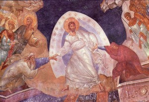 Icona della discesa di Gesù agli inferi, detta anche Anastasis, Chiesa di San Salvatore in Chora ad Istambul XIV secolo 