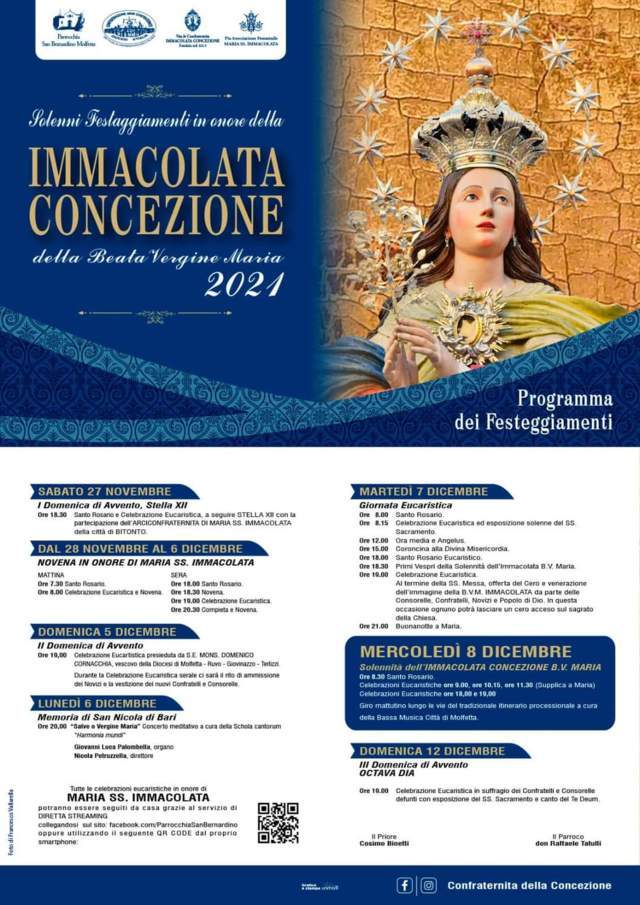 parrocchia san bernardino molfetta - manifesto locandina immacolata concezione 2021