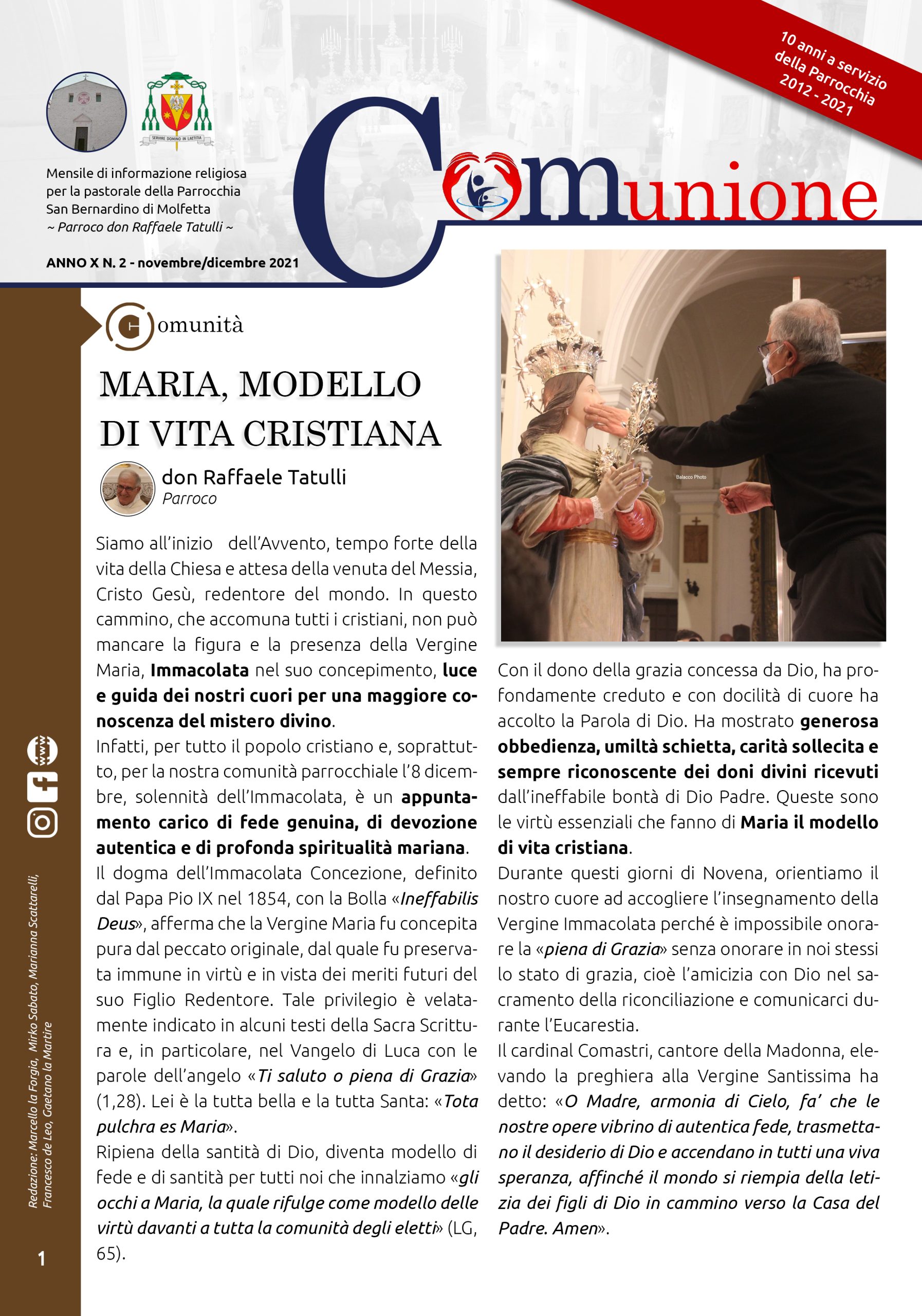 parrocchia san bernardino molfetta - giornale parrocchiale novembre dicembre 2021