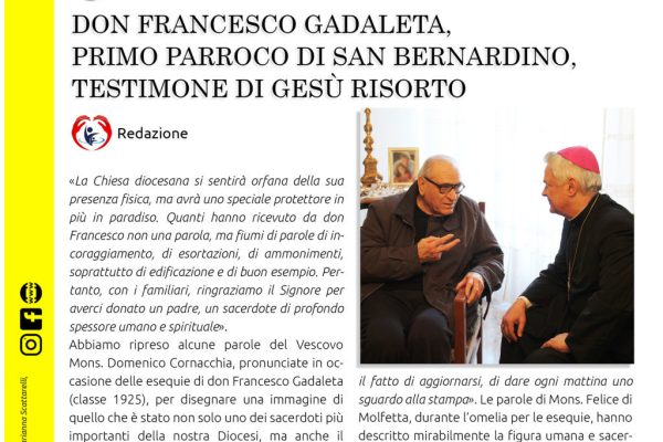 parrocchia san bernardino giornale parrocchiale comunione febbraio 2022 - ricordo don Francesco Gadaleta