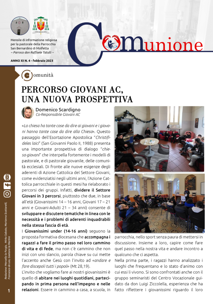 parrocchia san bernardino molfetta - giornale parrocchiale comunione febbraio 2023