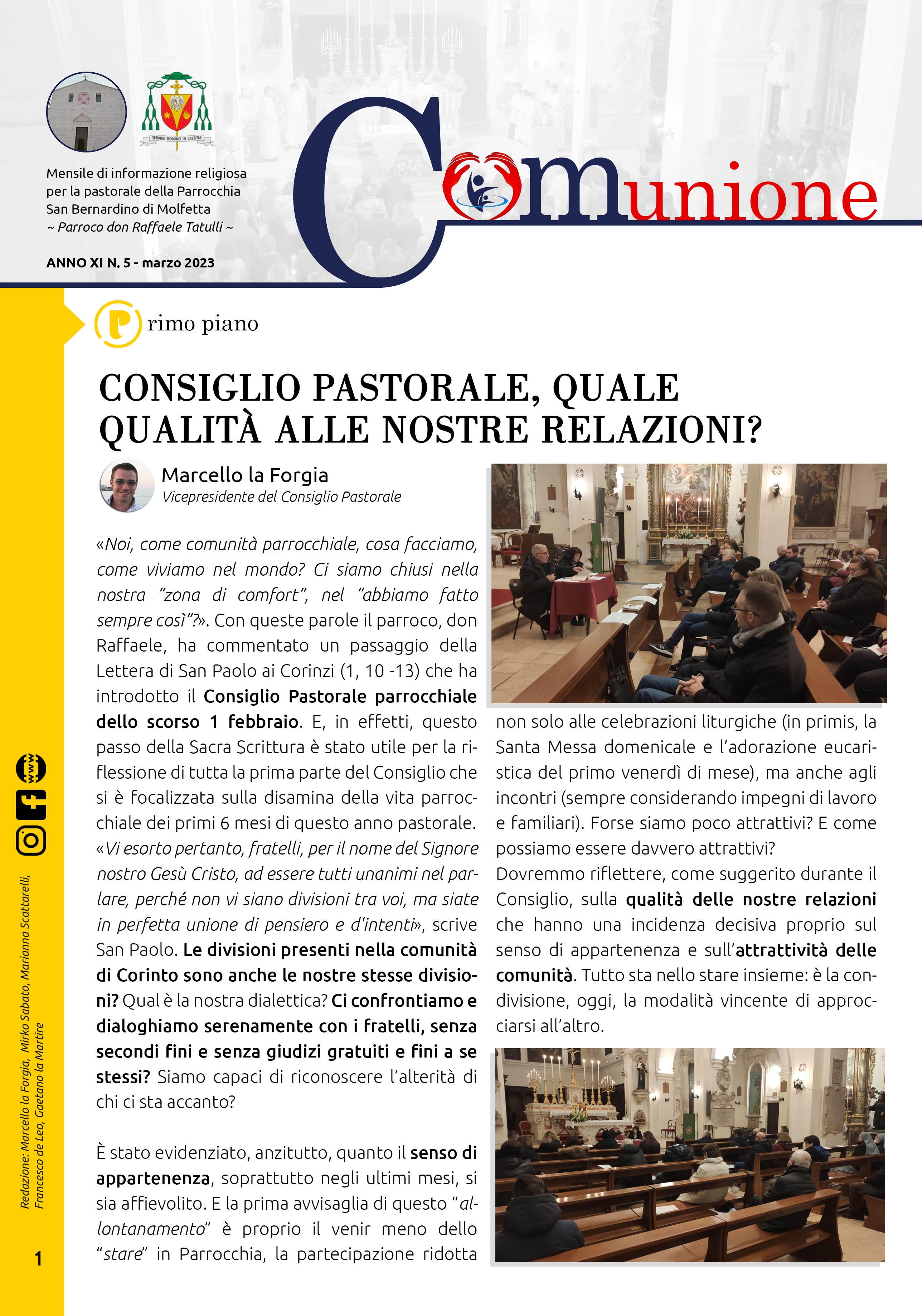 parrocchia san bernardino molfetta - giornale parrocchiale comunione marzo 2023