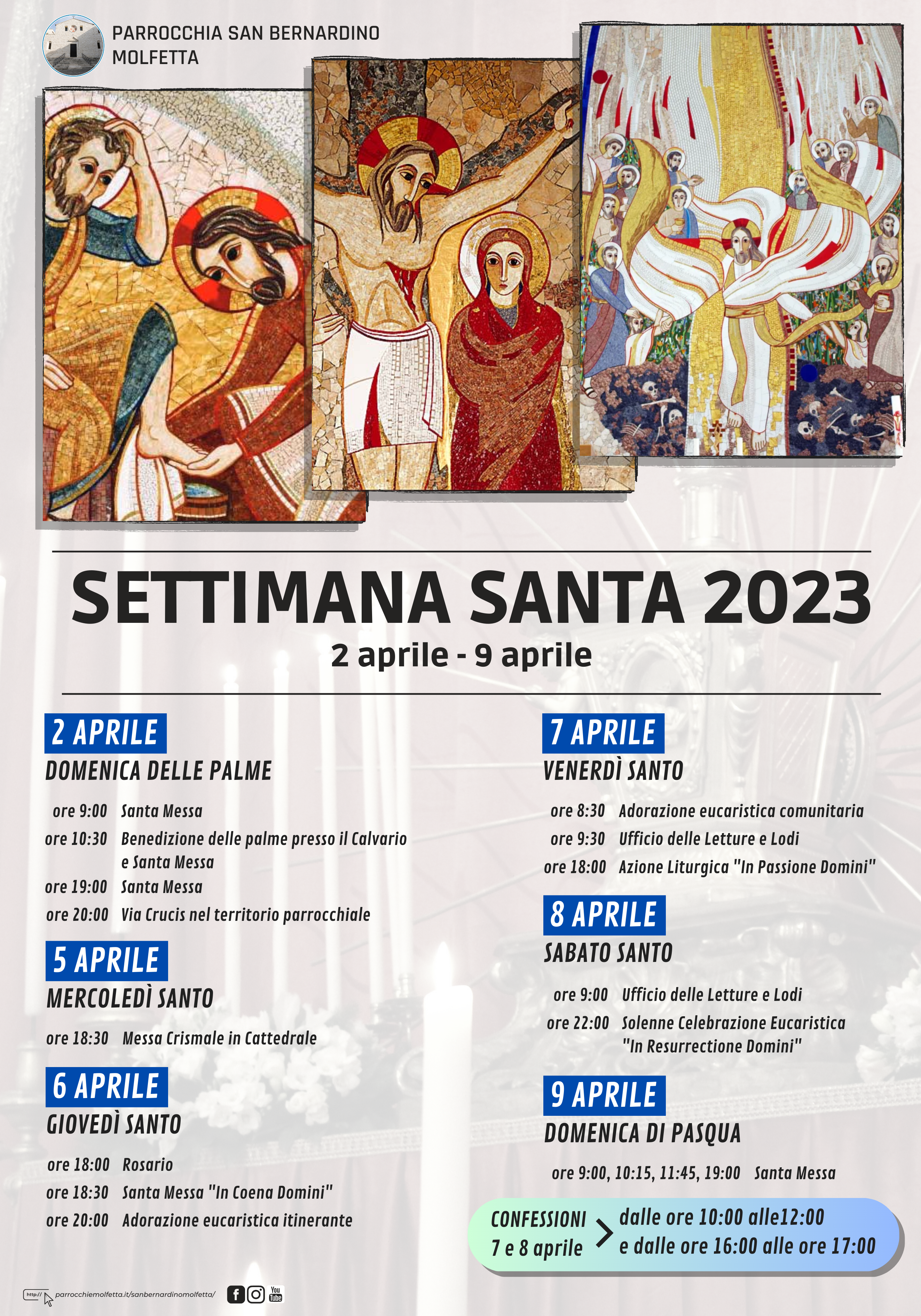 parrocchia san bernardino molfetta - locandina appuntamenti messa celebrazioni settimana santa 2023