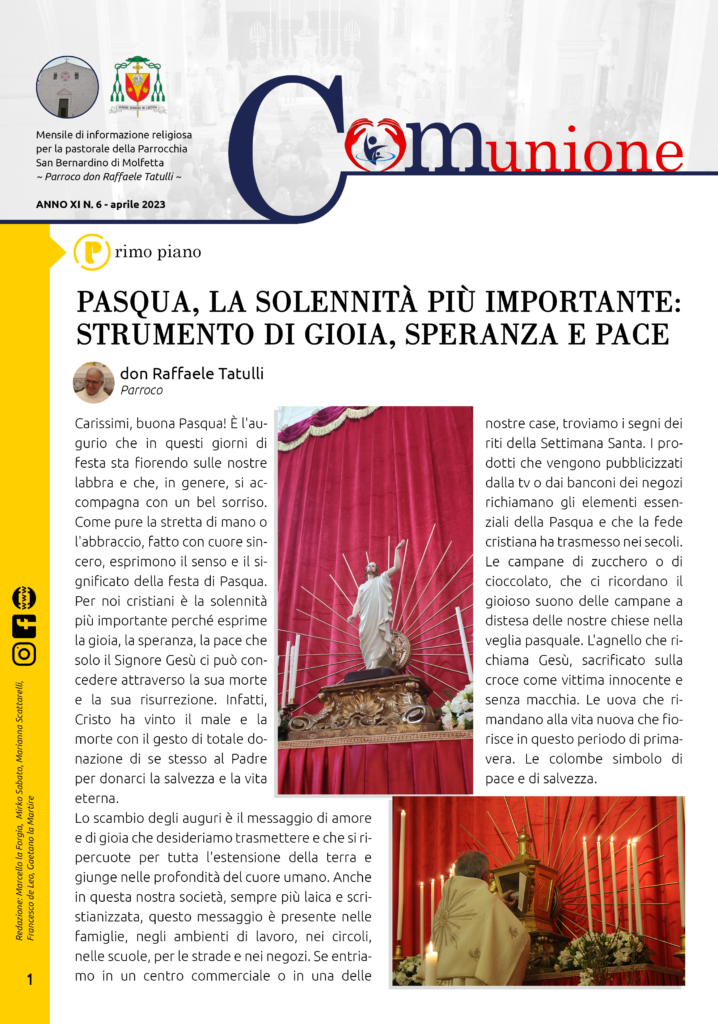 parrocchia san bernardino molfetta - giornale parrocchiale comunione aprile maggio 2023