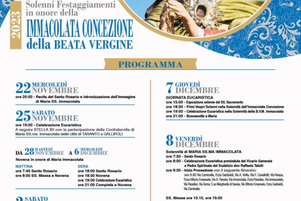 parrocchia san bernardino molfetta - appuntamenti eventi novena immacolata 2023